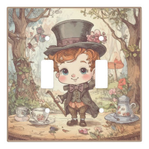 Cute Mad Hatter Whimsical Wonderland Woodland Art Light Switch Cover