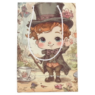 Cute Mad Hatter Whimsical Wonderland Woodland Art Medium Gift Bag