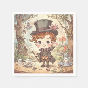 Cute Mad Hatter Whimsical Wonderland Woodland Art Napkins