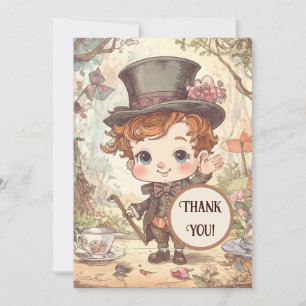 Cute Mad Hatter Whimsical Wonderland Woodland Art Thank You Card
