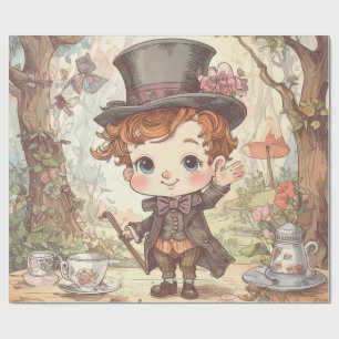 Cute Mad Hatter Whimsical Wonderland Woodland Art Wrapping Paper