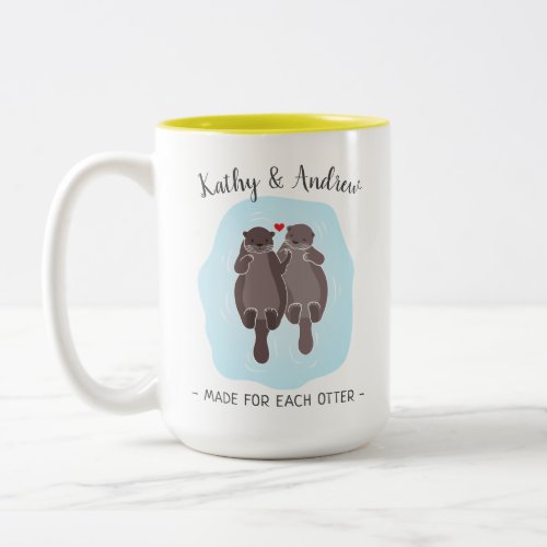 Cute Made for Each Otter Customized Gift Him Her Two_Tone Coffee Mug
