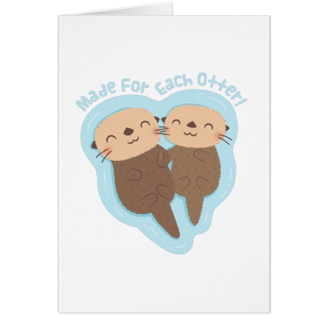 Cute Made For Each Otter Valentines Day Pun Cards (Front)