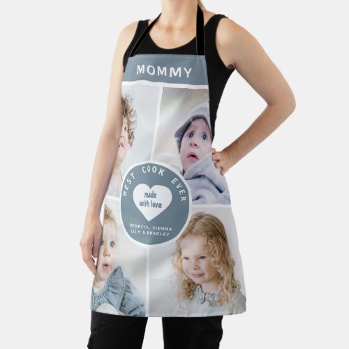 Cute Made with Love 4 Photo Collage Personalized Apron