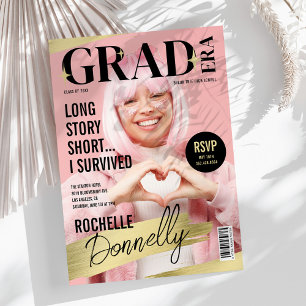 Cute Magazine Cover Photo Grad Era Party Invitation