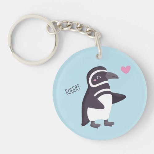 Cute Magellanic Penguin Couple Boyfriend Keychain