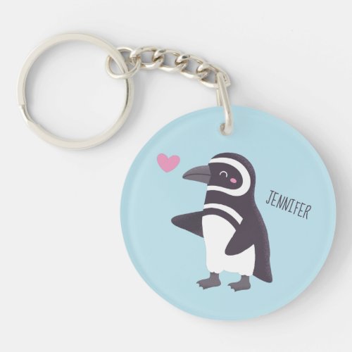 Cute Magellanic Penguin Couple Girlfriend Keychain