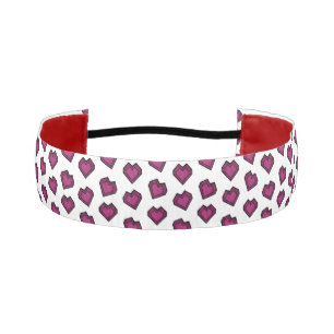 Cute Magenta Dark Pink Gemstone Heart pattern Athletic Headband