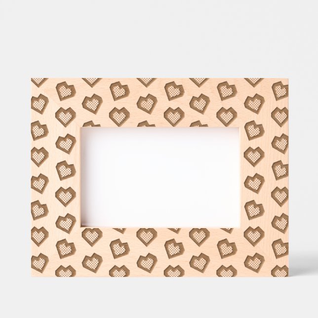 Cute Magenta Dark Pink Gemstone Heart pattern Engraved Frames (Front)