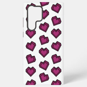 Cute Magenta Dark Pink Gemstone Heart pattern Samsung Galaxy S22 Ultra Case