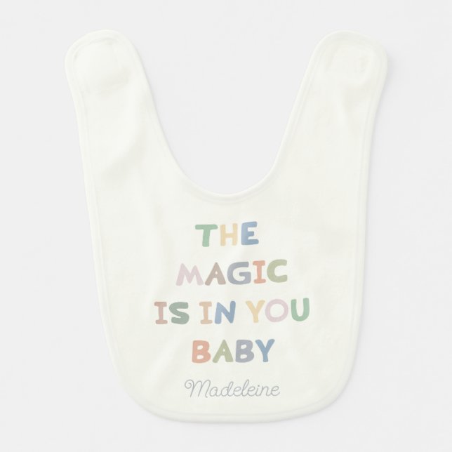 Cute Magic Baby Newborn Custom Name  Baby Bib (Front)
