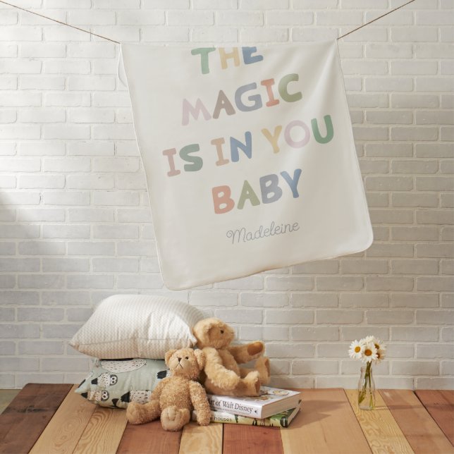 Cute Magic Baby Newborn Custom Name  Baby Blanket (In Situ)