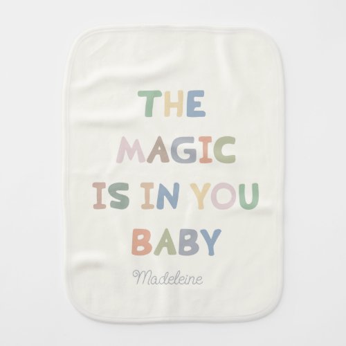 Cute Magic Baby Newborn Custom Name  Baby Burp Cloth