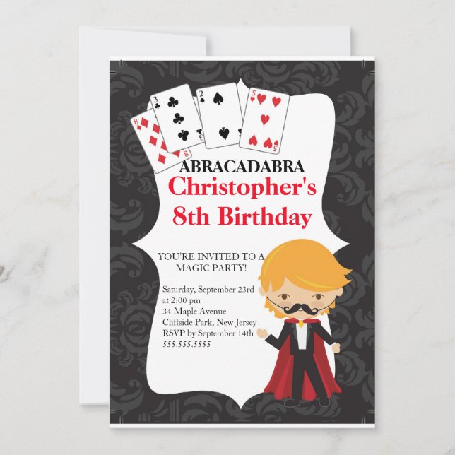 Cute Magic Birthday Party Invitations (Front)