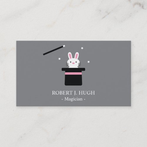 Cute Magic Bunny Hat and Wand Business Card