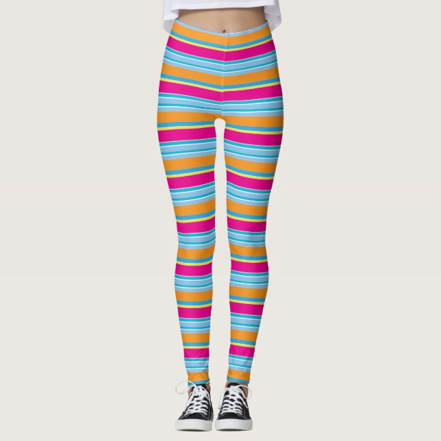 Cute magic colorful stripes leggings (Front)