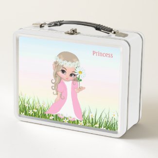Cute Magic Fairy and Flowers Metal Lunch Box