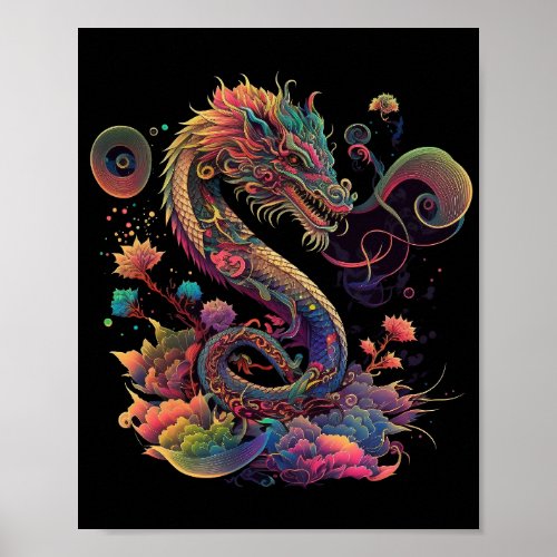 cute_magic_fantasy_chineese_dragon_illustration 1 poster