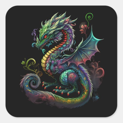 cute_magic_fantasy_chineese_dragon_illustration square sticker