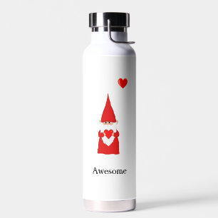 Cute Magic Gnome with Heart on White Water Bottle