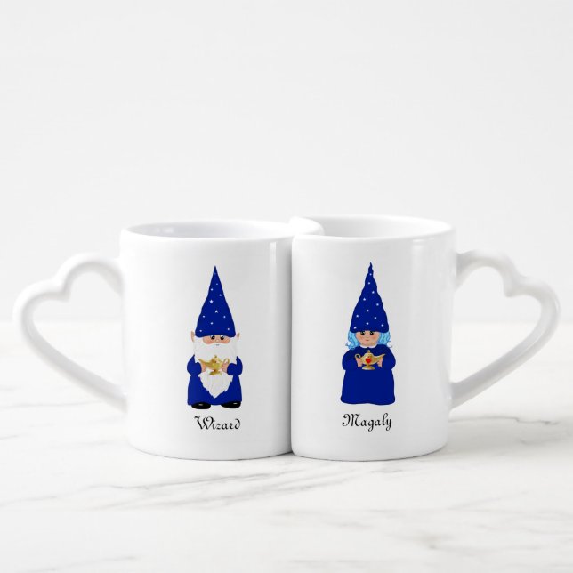 Cute Magic Gnomes Dressed in Blue Coffee Mug Set (Front Nesting)