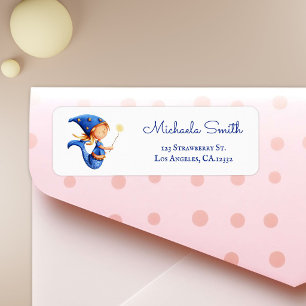 Cute Magic Mermaid Witch Return Address Label