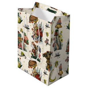 Cute Magic Mushrooms Cottagecore Merry Christmas   Medium Gift Bag