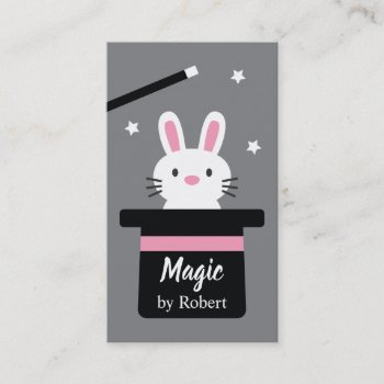Cute Magic Rabbit From Top Hat Business Card by RustyDoodle at Zazzle