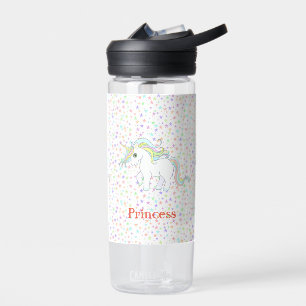 Cute Magic Unicorn & Multicolored Stars Water Bottle