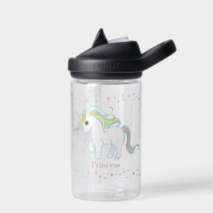 Cute Magic Unicorn & Multicolored Stars Water Bottle