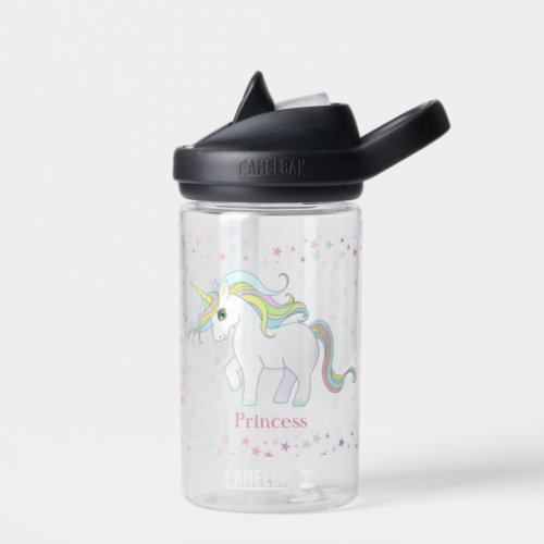 Cute Magic Unicorn  Multicolored Stars Water Bottle