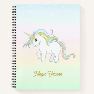 Cute Magic Unicorn on Pastel Colors Notebook
