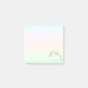 Cute Magic Unicorn on Pastel Colors Post-it Notes