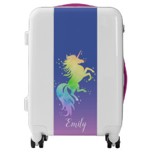Cute magic watercolor rainbow unicorn luggage