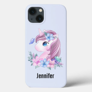 Cute & Magical Baby Unicorn in Watercolor iPhone 13 Case