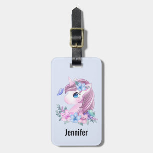Cute & Magical Baby Unicorn in Watercolor Luggage Tag