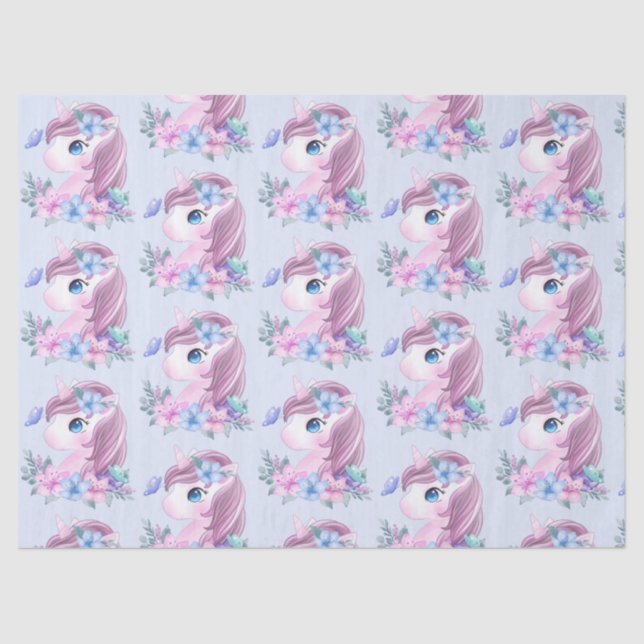 Cute & Magical Baby Unicorn Pattern Tissue Paper (Front)