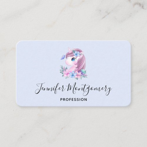 Cute  Magical Baby Unicorn Watercolor Business Card