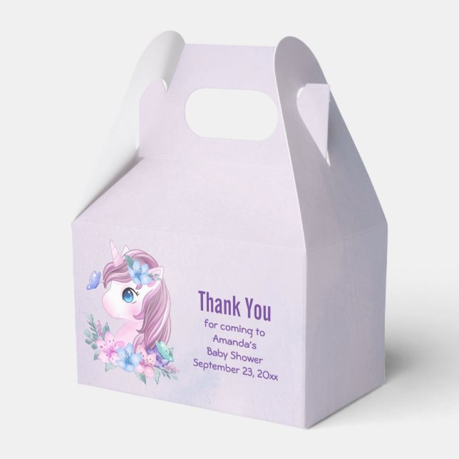 Cute & Magical Baby Unicorn with Big Eyes Favor Boxes (Back Side)
