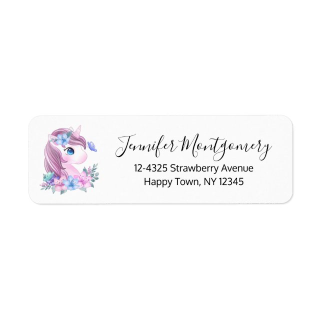 Cute & Magical Baby Unicorn with Big Eyes Label (Front)