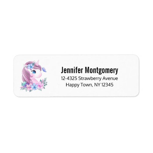 Cute  Magical Baby Unicorn with Big Eyes Label