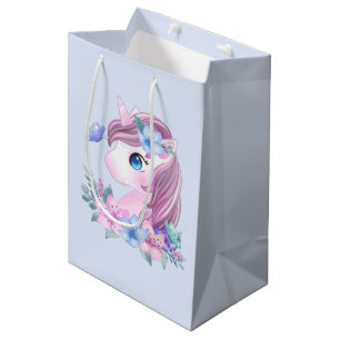 Cute & Magical Baby Unicorn with Big Eyes Medium Gift Bag