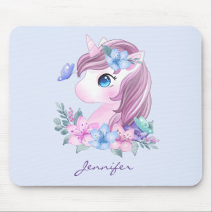 Cute & Magical Baby Unicorn with Big Eyes Mouse Pad