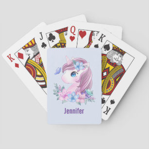 Cute & Magical Baby Unicorn with Big Eyes Poker Cards