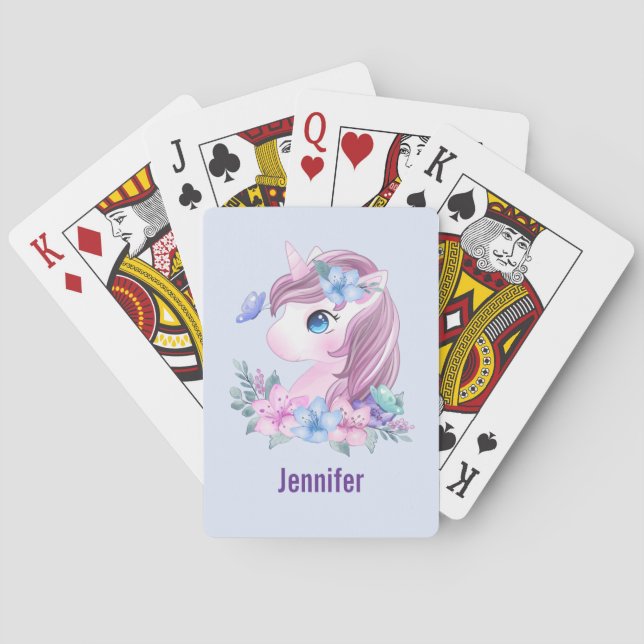 Cute & Magical Baby Unicorn with Big Eyes Poker Cards (Back)