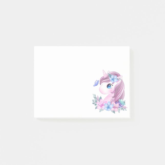 Cute & Magical Baby Unicorn with Big Eyes Post-it Notes (Front)