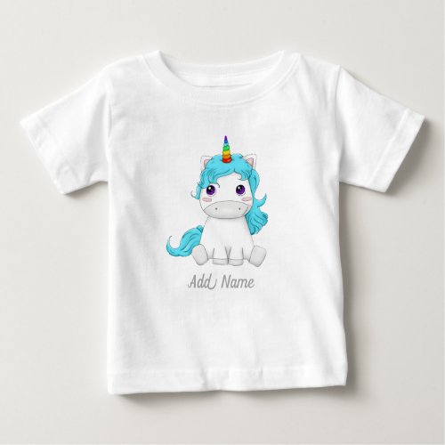 Cute Magical Baby Unicorn with Rainbow Horn Baby T_Shirt