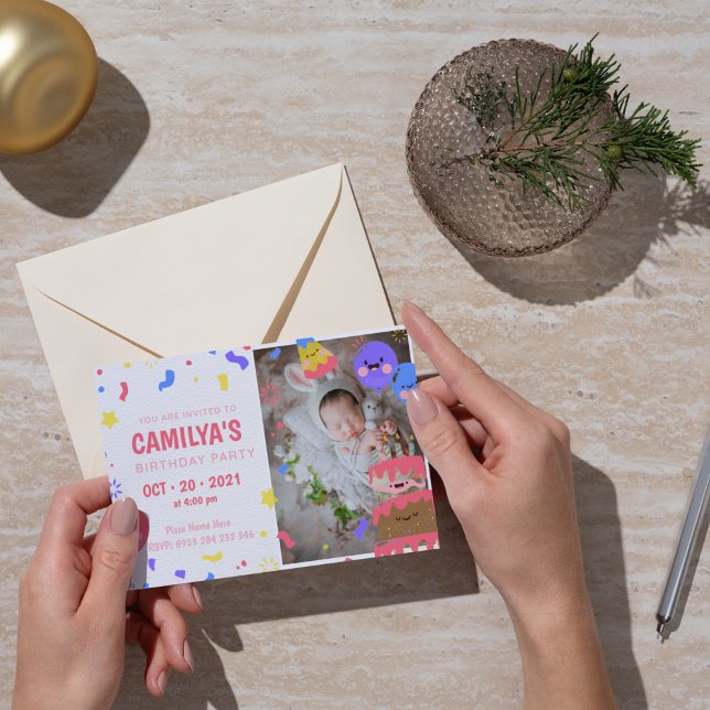Cute & Magical Birthday Invitation with Photo (Cute & Magical Birthday Invitation with Photo)