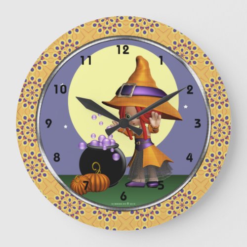 Cute Magical Bubble Witch Art Wall Clock