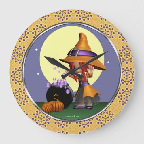Cute Magical Bubble Witch Art Wall Clock